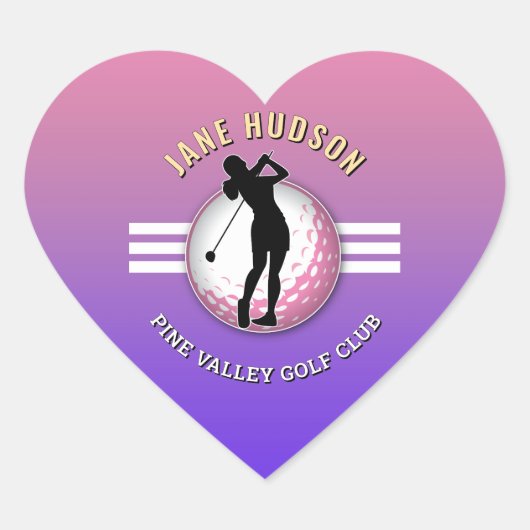 Elegant vrouwen golfer ontwerp hart sticker (Voorkant)