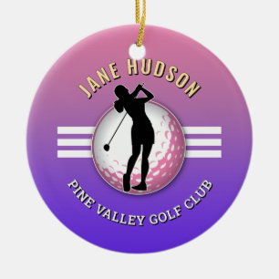 Elegant vrouwen golfer ontwerp keramisch ornament