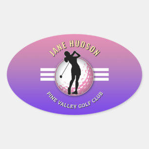 Elegant vrouwen golfer ontwerp ovale sticker