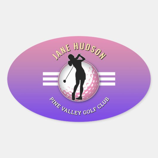 Elegant vrouwen golfer ontwerp ovale sticker (Voorkant)