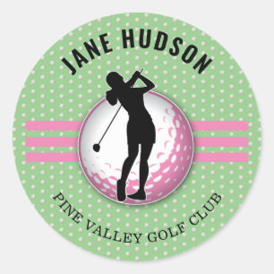 Elegant vrouwen golfer ontwerp ronde sticker