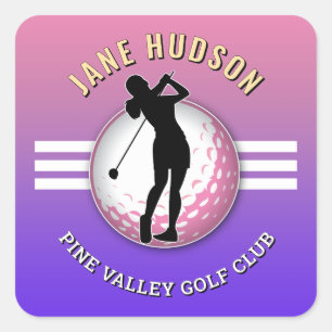 Elegant vrouwen golfer ontwerp vierkante sticker