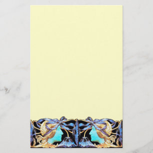 ELEGANT VROUWENBEAUTY JEWEL/LADY,BLAUW BOW,FLOWERS BRIEFPAPIER