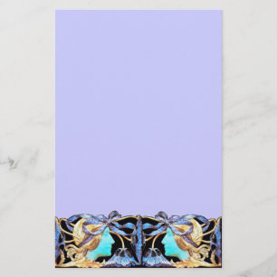 ELEGANT VROUWENBEAUTY JEWEL/LADY,BLAUW BOW,FLOWERS BRIEFPAPIER