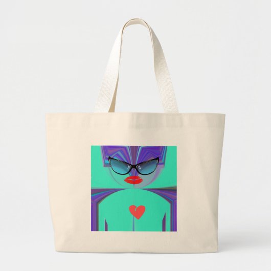 Elegant vrouwenportret: een kleurrijk kunstwerk grote tote bag (Voorkant)