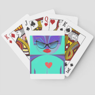 Elegant vrouwenportret: een kleurrijk kunstwerk pokerkaarten