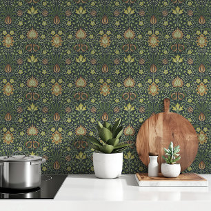 Elegant W. Morris Persian Floral Classic Groen Behang