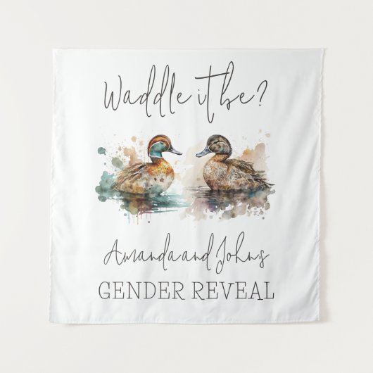 Elegant Waddle It Be Mallard Duck Genderonthulling Wandkleed (Voorkant)