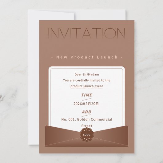 Elegant Warm Brown New Product Launch Invitation – (Devant)