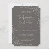 Elegant Warm Grey Modern Leaf Motif Thanksgiving Kaart (Voorkant)
