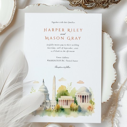 Elégant Washington D.C. Invitation à un mariage hi
