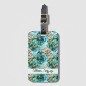 Elegant Water Lily Pattern Bagagelabel (Voorkant (verticaal))