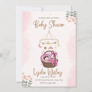 Elegant Watercolor Baby Shower Invitation wit