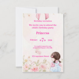 Elegant Watercolor Ballerina Birthday Invitation Kaart
