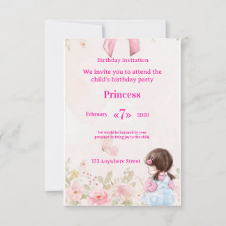 Elegant Watercolor Ballerina Birthday Invitation Kaart