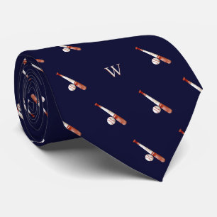 Elegant Watercolor Baseball Monogram Initiaal Blau Stropdas