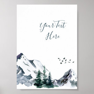 Elegant watercolor bergen bos landschap poster