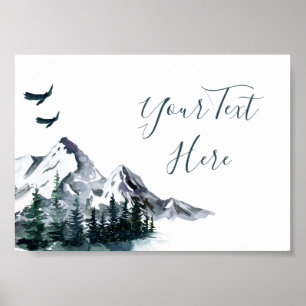 Elegant watercolor bergen bos landschap poster