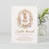 Elegant Watercolor Bunny Easter Brunch  Kaart (Staand voorkant)