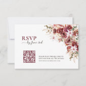Elegant Watercolor Burgundy QR Code Wedding RSVP (Devant)