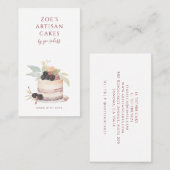 Elegant Watercolor Cake Bakery Pastry Chef Visitekaartje (Voorkant / Achterkant)