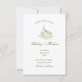 Elegant Watercolor Chapel Photo Save the Date (Devant)