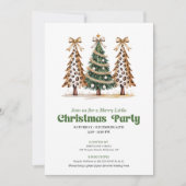 Elegant watercolor Christmas tree leopard invite Kaart (Voorkant)