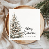 Elegant Watercolor Christmas Tree Personalized  Servet