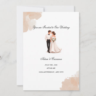 Elegant Watercolor Couple Wedding Invitation Kaart
