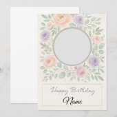 Elegant Watercolor Floral Birthday Card Kaart (Voorkant / Achterkant)