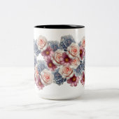 Elegant Watercolor Floral Coffee Mug - Pastel Rose (Centre)