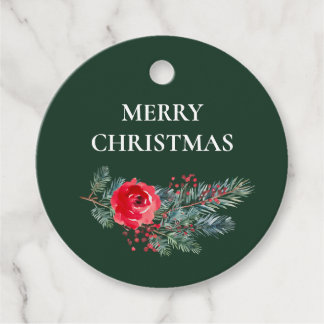 Elegant Watercolor Floral Merry Christmas Bedankjes Labels