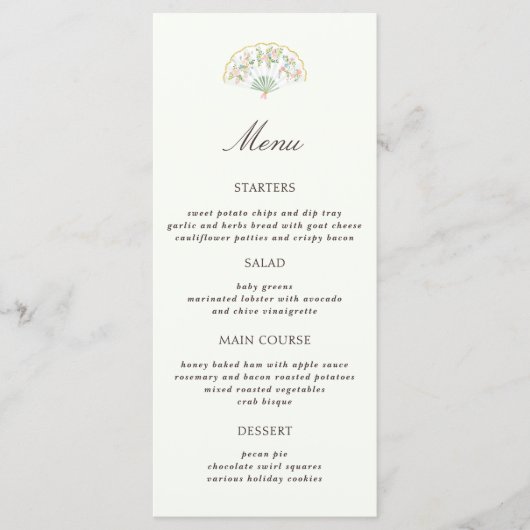 Elegant Watercolor Floral Rococo Wedding Menu (Voorkant)