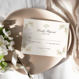 Elegant Watercolor Floral Rococo Wedding RSVP Kaartje