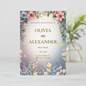 Elegant Watercolor Floral Wedding Invitation (Debout devant)