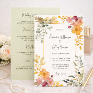 Elegant Watercolor Floral Wedding Invitation