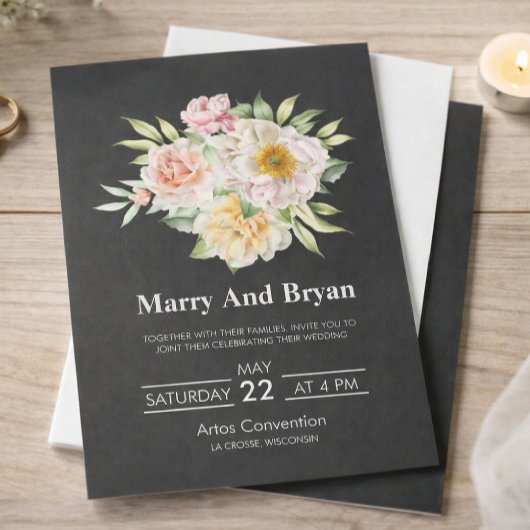 Elegant Watercolor Floral Wedding Invitation