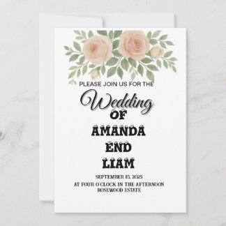 Elegant Watercolor Floral Wedding Invitation – Blu Kaart