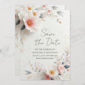 Elegant Watercolor Flowers Save The Date Script (Devant / Derrière)