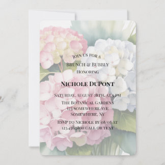 Elegant Watercolor Hydrangea Brunch and Bubbly Kaart