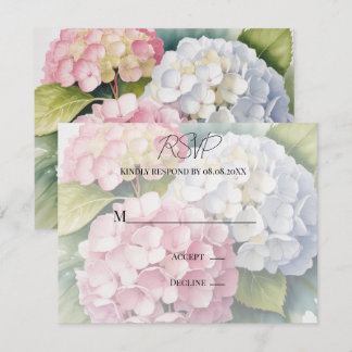 Elegant Watercolor Hydrangeas Wedding RSVP Kaartje