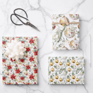 Elegant Watercolor Kerstmis Inpakpapier Vel