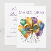 Elegant Watercolor Mardi Gras  Kaart (Voorkant / Achterkant)