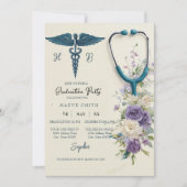 Elegant Watercolor Nursing Graduation Invitation w (Devant)
