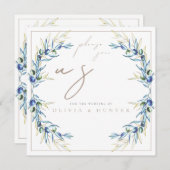 Elegant Watercolor Olive Branch Wedding Invitation (Devant / Derrière)