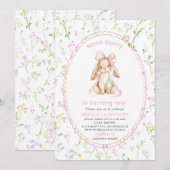 Elegant  Watercolor One 1st Birthday some bunny Gi Kaart (Voorkant / Achterkant)