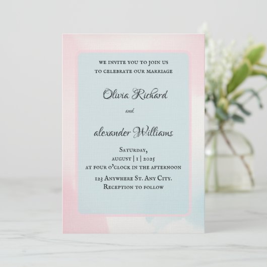 Elegant Watercolor Pastel Wedding Invitation (Debout devant)