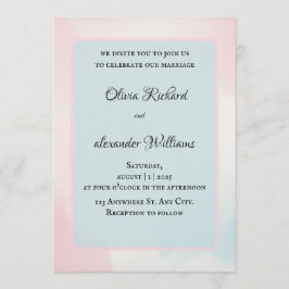 Elegant Watercolor Pastel Wedding Invitation Kaart