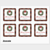 Elegant Watercolor Pine Wreath Christmas Sticker (Feuille)