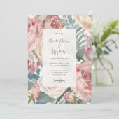 Elegant Watercolor Roses Wedding Invitation (Debout devant)
